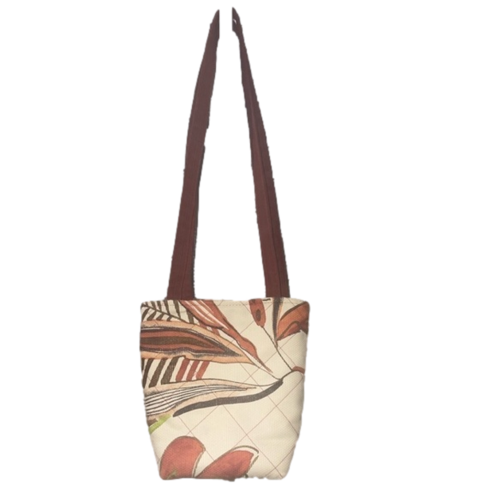 Beige & Orange Canvas Shoulder Bag